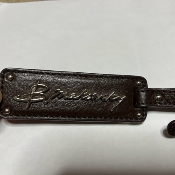 B. Makowsky Silver Metal & Leather Purse Charm Keychain w/Ring Luggage Tag 8.5" - Picture 8 of 14